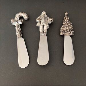 Solid Stainless Steel Heavy Santa Claus Butter Knives